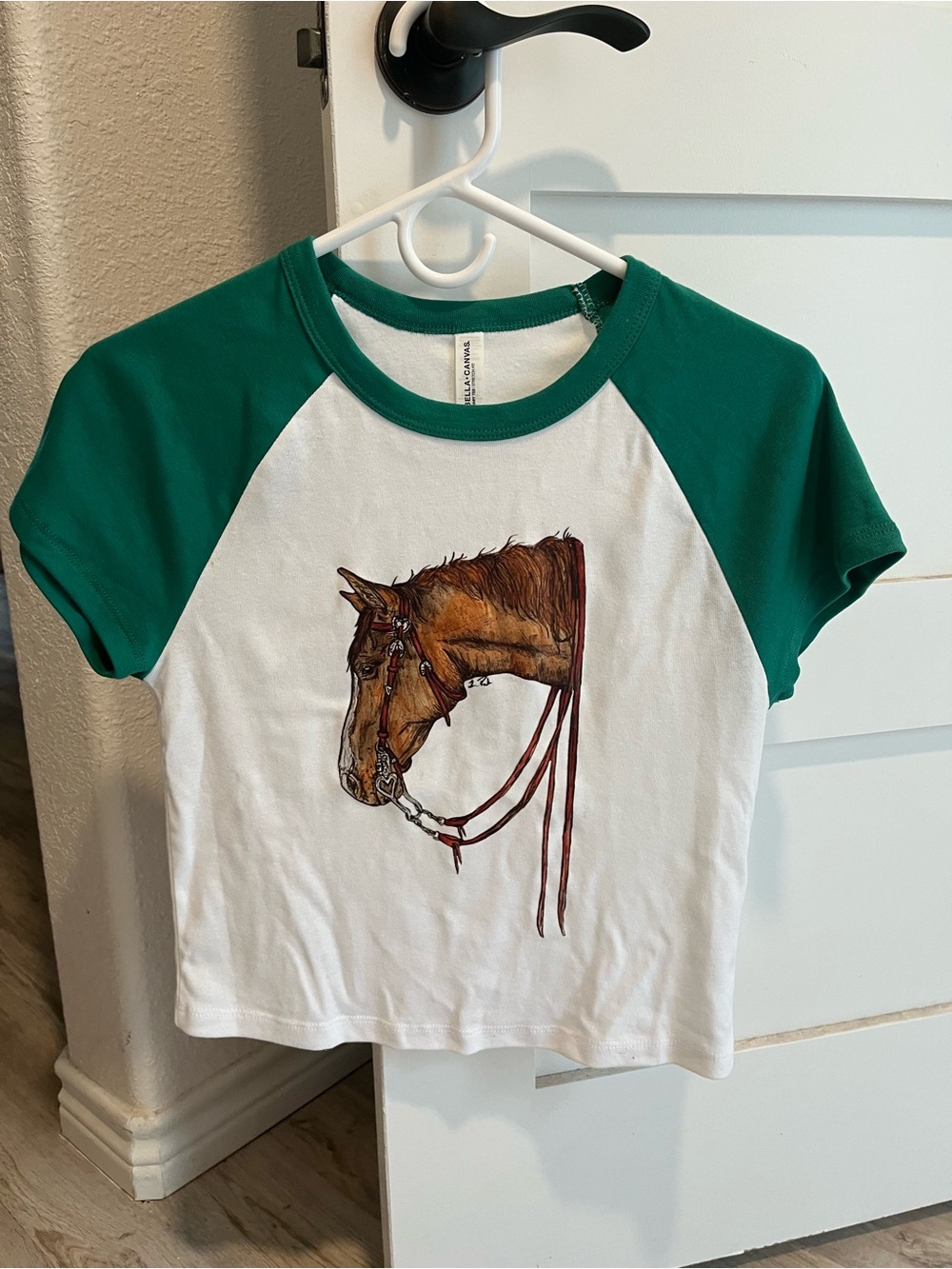 White and Green Women’s Western Baby Tee